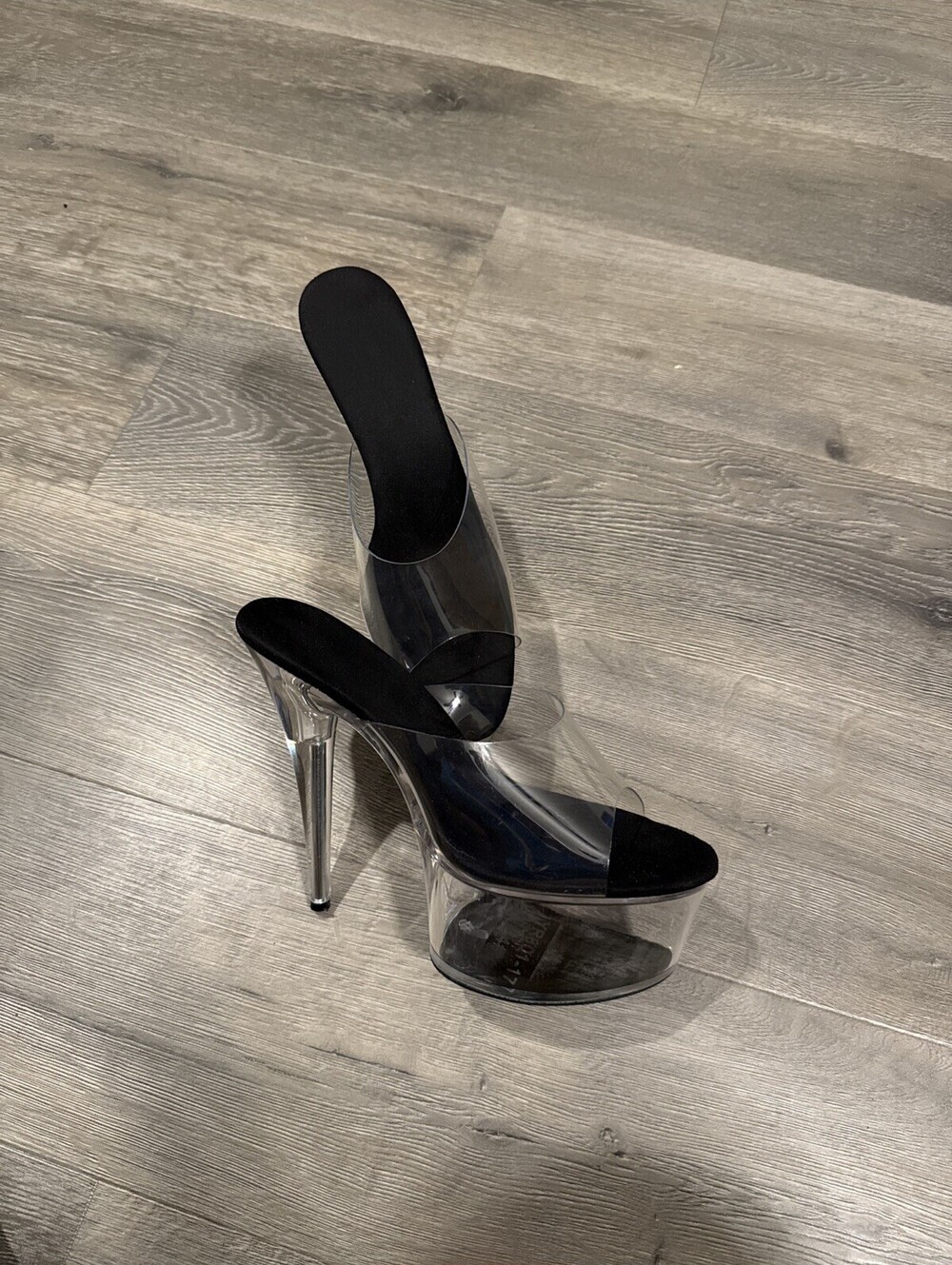 NEW 7" Clear Stripper Platforms - Pole Dance - Black Padded Insole Size 12